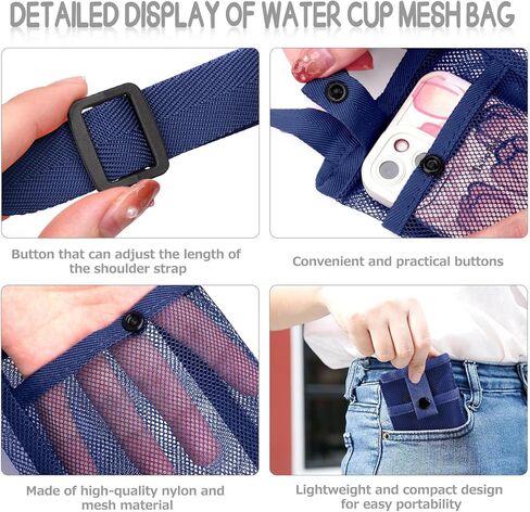 حامل حقيبة زجاجات المياه الملونة من إم آند سي مع حزام قطعتين، حامل زجاجة مياه مع حزام كتف قابل للتعديل مع جيب حقيبة زجاجات الشاطئ للمشي لمسافات طويلة والمشي عبر الجسم (أسود/وردي، صغير) in Kuwait