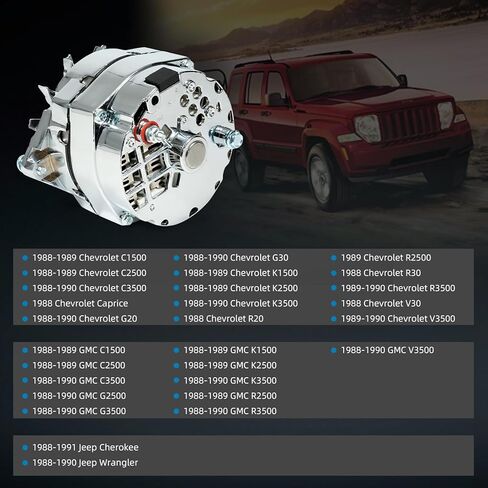 17294 المولد يصلح ل 1988-1990 شيفروليه جي إم سي C1500 C2500 C3500 K1500 K2500 K3500 1998-1991 جيب شيروكي رانجلر 100A 12V in Kuwait