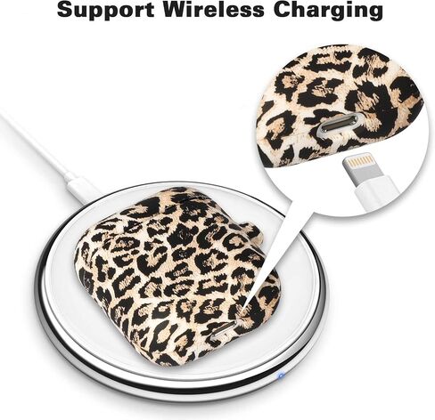 Compatible with AirPods Case Soft Silicone Protective Case Cover Cute for AirPods 2 &1 for Women with Keychain Front LED Visible Leopard Cheetah in Saudi Arabia