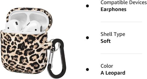 Compatible with AirPods Case Soft Silicone Protective Case Cover Cute for AirPods 2 &1 for Women with Keychain Front LED Visible Leopard Cheetah in Saudi Arabia