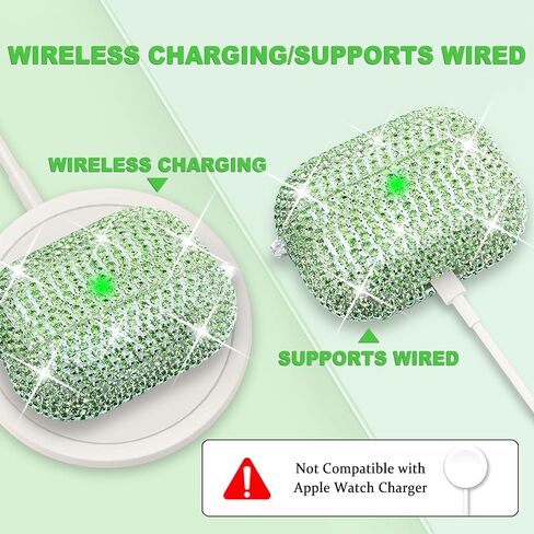 متوافق مع حافظة AirPods Pro، حافظة حماية فضية لامعة من حجر الراين الماسي لـ AirPods Pro الجيل الأول مع سلسلة مفاتيح لامعة فاخرة للنساء in Kuwait