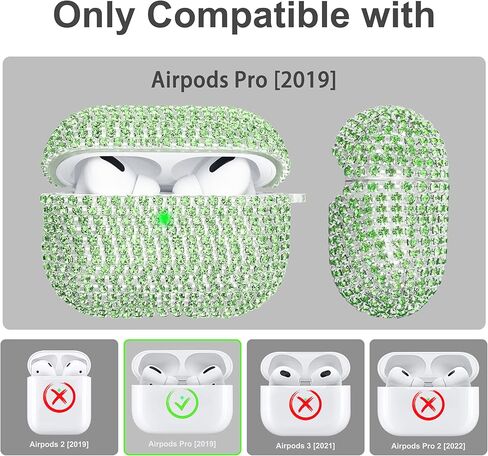 متوافق مع حافظة AirPods Pro، حافظة حماية فضية لامعة من حجر الراين الماسي لـ AirPods Pro الجيل الأول مع سلسلة مفاتيح لامعة فاخرة للنساء in Kuwait
