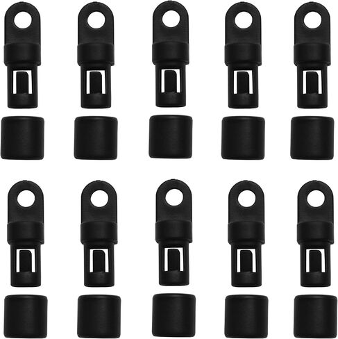 YYST 10 Pcs Bungee/Shock Cord Hook Fixed End Tabbed S Hooks for 1/4" (6MM) Bungee to Use on Kayaks (Straight 10 Pcs) in Saudi Arabia