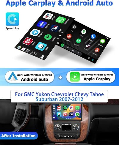 2+64GB Android 13 Car Stereo for GMC Yukon Chevrolet Chevy Tahoe Suburban 2007-2012 with Wireless Apple Carplay Android Auto, 9'' Touchscreen with GPS Mirror Link Bluetooth WiFi Backup Camera Mic in Saudi Arabia
