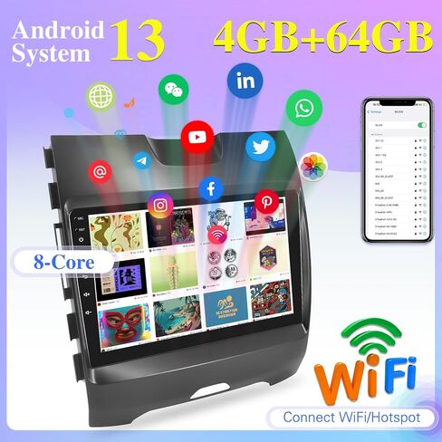 8 Core [4G+64G] راديو سيارة لسيارة Ford Edge 2016 2017 2018 2019 2020 - Android 13 شاشة لمس ستيريو، DSP 32 EQ/IPS Screen/Carplay/Android Auto/SWC/Bluetooth 5.0/WiFi in Saudi Arabia