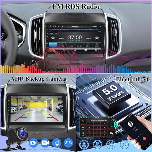 8 Core [4G+64G] راديو سيارة لسيارة Ford Edge 2016 2017 2018 2019 2020 - Android 13 شاشة لمس ستيريو، DSP 32 EQ/IPS Screen/Carplay/Android Auto/SWC/Bluetooth 5.0/WiFi in Saudi Arabia