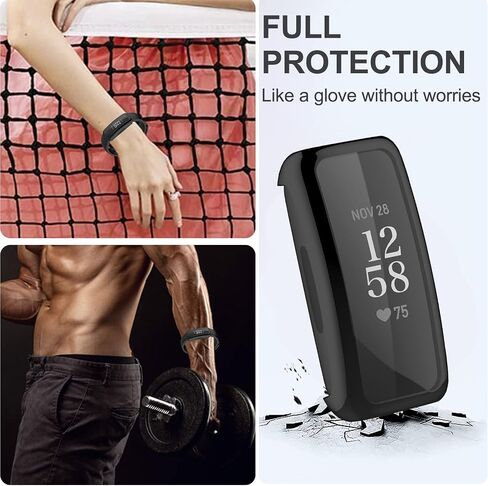 [2 Pieces] Case Compatible with Fitbit Inspire 3/2, Silver High Transparency All-Round Protective Case with Screen Protector, [Anti-Smudge] [Scratch-Resistant] TPU -Black Rose Gold in Saudi Arabia