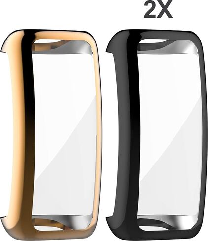 [2 Pieces] Case Compatible with Fitbit Inspire 3/2, Silver High Transparency All-Round Protective Case with Screen Protector, [Anti-Smudge] [Scratch-Resistant] TPU -Black Rose Gold in Saudi Arabia