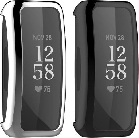 [2 Pieces] Case Compatible with Fitbit Inspire 3/2, Silver High Transparency All-Round Protective Case with Screen Protector, [Anti-Smudge] [Scratch-Resistant] TPU -Black Rose Gold in Saudi Arabia