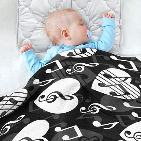 بطانيات الأطفال من Love Music Notes، بطانية ناعمة دافئة لعربة الأطفال للأطفال حديثي الولادة والبنات والأولاد، 30 × 40 بوصة in Kuwait