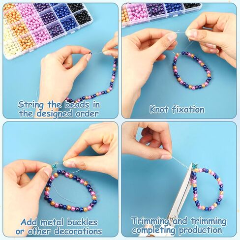 MARFOREVER 1200 قطعة من خرزات رمضان زينة اللؤلؤ لصنع المجوهرات 6 مم خرز دائري صغير حشو اللؤلؤ لعيد مبارك طقم صناعة الأساور DIY قلادة وأقراط مجموعة الحرف اليدوية in Kuwait