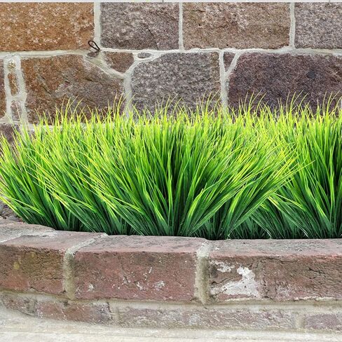Ysleen 30 Bundles Artificial Outdoor Plants UV Resistant Fake Grasses No Fade Faux Plastic Wheat Grass Greenery Shrubs Garden Porch Window Box Decorating Craft in Kuwait