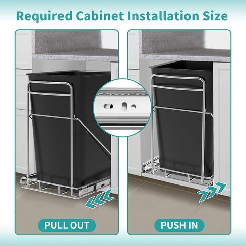 Pull Out Trash Can Under Cabinet, Under Sink Trash Can Pull Out, Adjustable Trash Can Slider for Kitchen Cabinet, Suitable for 8-12 Gallon Trash Cans, Trash Can Not Included in Saudi Arabia