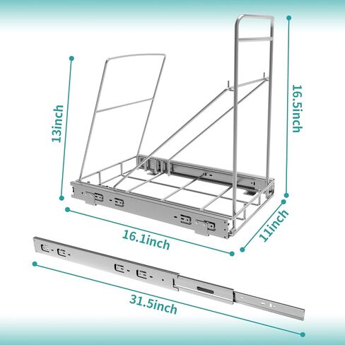 Pull Out Trash Can Under Cabinet, Under Sink Trash Can Pull Out, Adjustable Trash Can Slider for Kitchen Cabinet, Suitable for 8-12 Gallon Trash Cans, Trash Can Not Included in Saudi Arabia