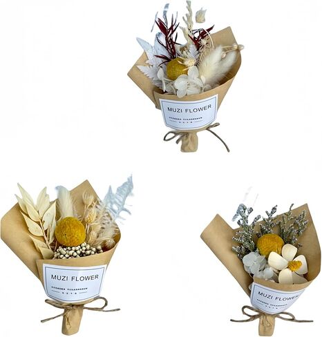 3pcs الكرة الذهبية البسيطة باقة الزهور المجففة، الزهور المجففة الطبيعية وصيفه الشرف باقة هدية مربع ل بوهو الزفاف المزهريات الصغيرة لمراكز الجدول الحرف الزفاف عيد ميلاد الجدول زجاجة ديكور in Kuwait