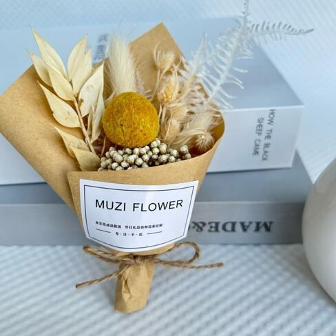 3pcs الكرة الذهبية البسيطة باقة الزهور المجففة، الزهور المجففة الطبيعية وصيفه الشرف باقة هدية مربع ل بوهو الزفاف المزهريات الصغيرة لمراكز الجدول الحرف الزفاف عيد ميلاد الجدول زجاجة ديكور in Kuwait