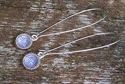 Recycled Vintage Purple Early 1900's Medicine Bottle Long Drop Charm Earrings in Saudi Arabia