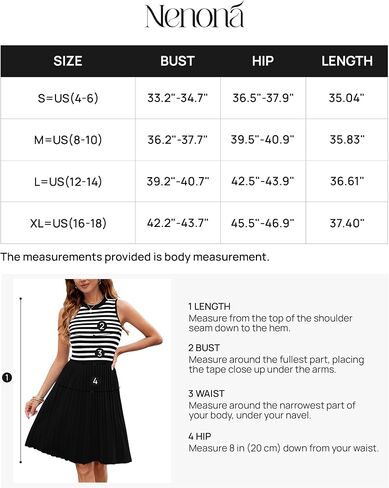 NENONA Womens Sleeveless Crew Neck Stripe Pleated Mini Dress Summer A Line Knit Tank Short Dresses in Saudi Arabia