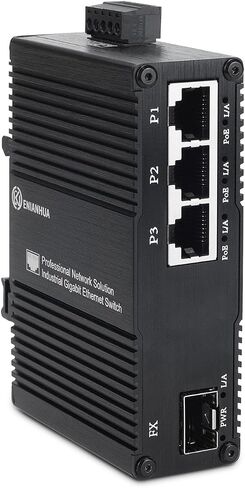 Mini Industrial 2 Ports Gigabit Switch, Unmanaged Ethernet Switch, 1x Port RJ45 10/100/1000Mbps with 1 Gigabit SFP Slot, IP40 Rated Network Switch, Plug & Play, Metal Case, Desktop Wall-Mount in Saudi Arabia