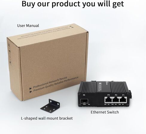 Mini Industrial 2 Ports Gigabit Switch, Unmanaged Ethernet Switch, 1x Port RJ45 10/100/1000Mbps with 1 Gigabit SFP Slot, IP40 Rated Network Switch, Plug & Play, Metal Case, Desktop Wall-Mount in Saudi Arabia