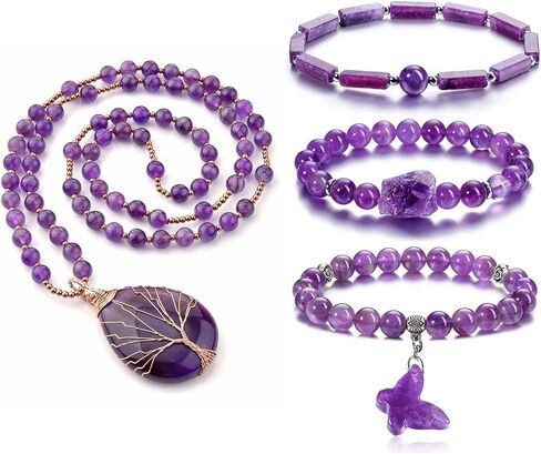 حزمة Top Plaza - عنصران: طقم قلادة وسوار من الجمشت الكريستالي العلاجي in Kuwait