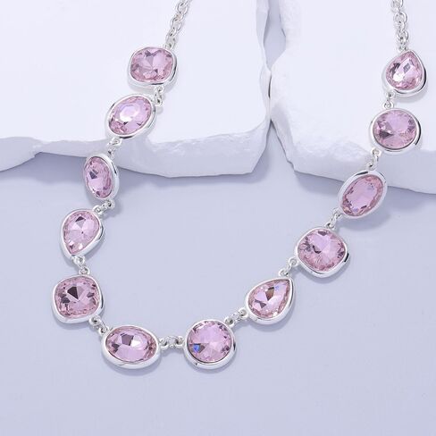 Rhinestone Gemstone Necklace Earrings Jewelry Set for Women Gifts for Wife Mom Bride Bridesmaid Friend Sister in Saudi Arabia