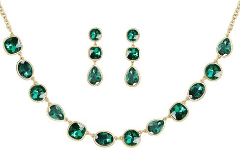 Rhinestone Gemstone Necklace Earrings Jewelry Set for Women Gifts for Wife Mom Bride Bridesmaid Friend Sister in Saudi Arabia