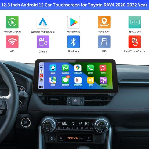 Road Top 12.3" Android 12 Car Stereo Touchscreen for Toyota RAV4 2020-2022 Year(Not fit for Original car with Amplifier!!!, Support Wireless Carplay, Android Auto in Saudi Arabia