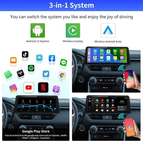 Road Top 12.3" Android 12 Car Stereo Touchscreen for Toyota RAV4 2020-2022 Year(Not fit for Original car with Amplifier!!!, Support Wireless Carplay, Android Auto in Saudi Arabia