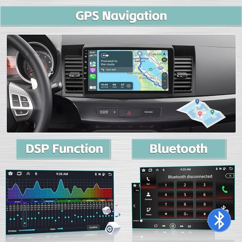 لسيارة Mitsubishi Lancer 2007-2012 Android 13 Stereo Wireless CarPlay، 2G+64G HD شاشة لمس راديو السيارة 10.1 بوصة مع نظام Android Auto in-Dash GPS Navigation BT HiFi RDS كاميرا احتياطية in Saudi Arabia