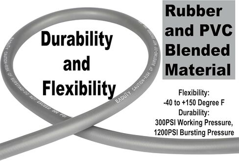 خرطوم هواء هجين 3/8 بوصة. × 3 أقدام، خرطوم ضاغط هواء خفيف الوزن ومرن ومتين مع قارنة توصيل سريعة عالمية من الألومنيوم ومقبس صناعي، رمادي in Kuwait