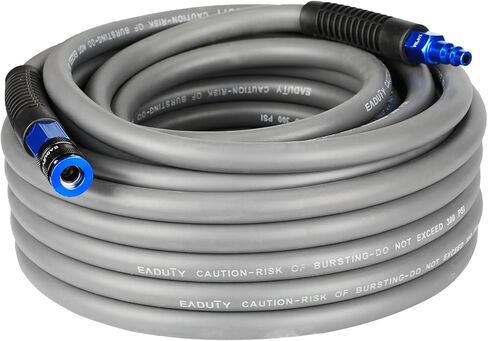 خرطوم هواء هجين 3/8 بوصة. × 3 أقدام، خرطوم ضاغط هواء خفيف الوزن ومرن ومتين مع قارنة توصيل سريعة عالمية من الألومنيوم ومقبس صناعي، رمادي in Kuwait