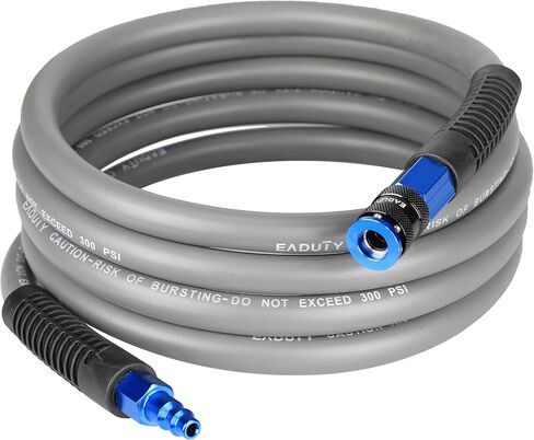 خرطوم هواء هجين 3/8 بوصة. × 3 أقدام، خرطوم ضاغط هواء خفيف الوزن ومرن ومتين مع قارنة توصيل سريعة عالمية من الألومنيوم ومقبس صناعي، رمادي in Kuwait