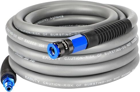 خرطوم هواء هجين 3/8 بوصة. × 3 أقدام، خرطوم ضاغط هواء خفيف الوزن ومرن ومتين مع قارنة توصيل سريعة عالمية من الألومنيوم ومقبس صناعي، رمادي in Kuwait