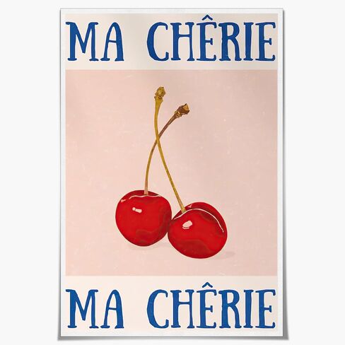 Trendy Cherry Poster Retro Wall Art 70s Poster Retro Preppy Room Decor Posters Aesthetic for Girly Bedroom Living Room Trendy Print Wall Art12x16inch Unframed in Saudi Arabia