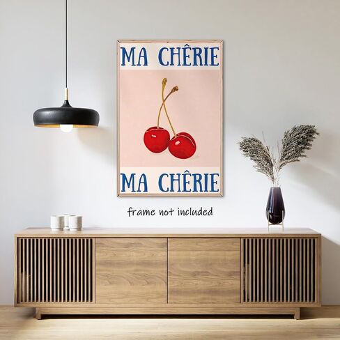 Trendy Cherry Poster Retro Wall Art 70s Poster Retro Preppy Room Decor Posters Aesthetic for Girly Bedroom Living Room Trendy Print Wall Art12x16inch Unframed in Saudi Arabia