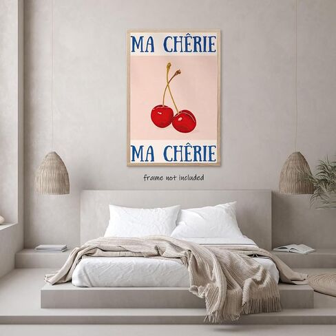 Trendy Cherry Poster Retro Wall Art 70s Poster Retro Preppy Room Decor Posters Aesthetic for Girly Bedroom Living Room Trendy Print Wall Art12x16inch Unframed in Saudi Arabia