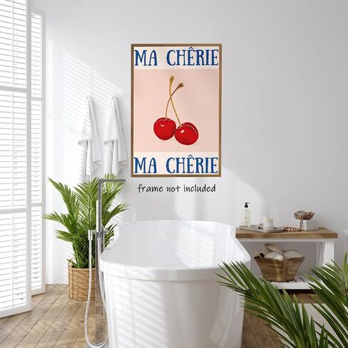 Trendy Cherry Poster Retro Wall Art 70s Poster Retro Preppy Room Decor Posters Aesthetic for Girly Bedroom Living Room Trendy Print Wall Art12x16inch Unframed in Saudi Arabia