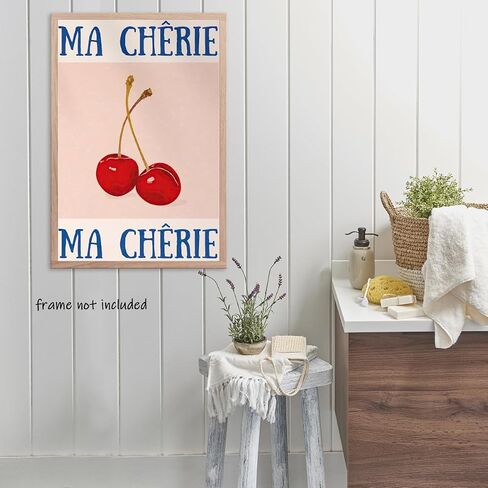 Trendy Cherry Poster Retro Wall Art 70s Poster Retro Preppy Room Decor Posters Aesthetic for Girly Bedroom Living Room Trendy Print Wall Art12x16inch Unframed in Saudi Arabia