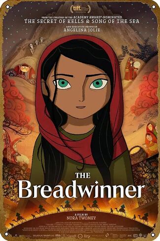 ملصق الفيلم The Breadwinner (2017) من القصدير المعدني ديكور جداري فني عتيق مقاس 12 × 8 بوصة in Kuwait