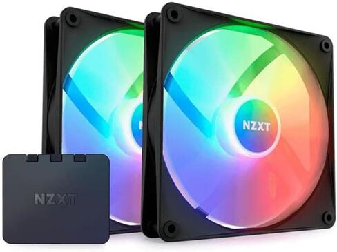 NZXT F140 RGB Core - RF-C14DF-B1-2 x 140 مم مراوح RGB مثبتة على محور مع تحكم RGB، ضغط ثابت عالي وتدفق هواء، محمل هيدروديناميكي، حزمة مزدوجة، أسود in Kuwait