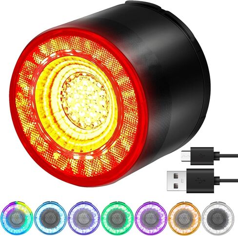 مصباح خلفي للدراجة من NineLeaf ملون 7 ألوان و15 وضع إضاءة، مصابيح خلفية مستشعرة للفرامل، تشغيل/إيقاف تلقائي، مقاومة للماء IP66، قابلة لإعادة الشحن عبر USB، مصباح LED للتحذير الخلفي للدراجة، ملحقات أمان ركوب الدراجات in Kuwait