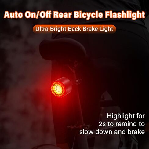 مصباح خلفي للدراجة من NineLeaf ملون 7 ألوان و15 وضع إضاءة، مصابيح خلفية مستشعرة للفرامل، تشغيل/إيقاف تلقائي، مقاومة للماء IP66، قابلة لإعادة الشحن عبر USB، مصباح LED للتحذير الخلفي للدراجة، ملحقات أمان ركوب الدراجات in Kuwait