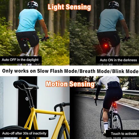 مصباح خلفي للدراجة من NineLeaf ملون 7 ألوان و15 وضع إضاءة، مصابيح خلفية مستشعرة للفرامل، تشغيل/إيقاف تلقائي، مقاومة للماء IP66، قابلة لإعادة الشحن عبر USB، مصباح LED للتحذير الخلفي للدراجة، ملحقات أمان ركوب الدراجات in Kuwait