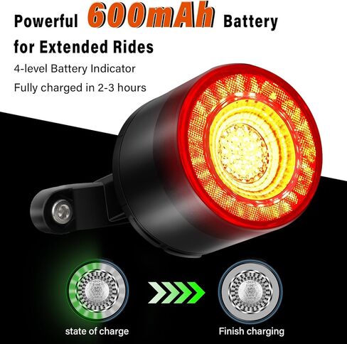 مصباح خلفي للدراجة من NineLeaf ملون 7 ألوان و15 وضع إضاءة، مصابيح خلفية مستشعرة للفرامل، تشغيل/إيقاف تلقائي، مقاومة للماء IP66، قابلة لإعادة الشحن عبر USB، مصباح LED للتحذير الخلفي للدراجة، ملحقات أمان ركوب الدراجات in Kuwait