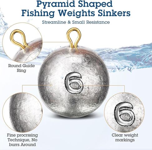 42 Pcs Fishing Weights Sinkers Cannonball Sinker Bass Fishing Casting for Saltwater in 3/4oz, 1oz, 2oz, 6oz, 8oz, 5 Size in Kuwait