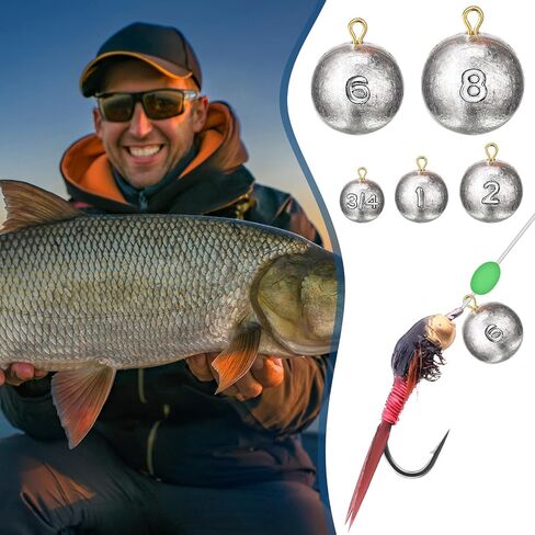 42 Pcs Fishing Weights Sinkers Cannonball Sinker Bass Fishing Casting for Saltwater in 3/4oz, 1oz, 2oz, 6oz, 8oz, 5 Size in Kuwait