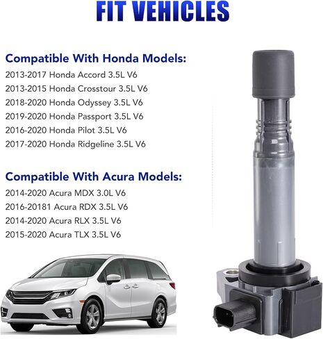 مجموعة من 6 ملفات إشعال تناسب سيارة Honda Accord Odyssey Pilot Ridgeline Crosstour Passport Acura MDX RLX TLX RDX 2013 2014 2015 2016 2017 2018 2019 حزم لفائف 3.5 V6 يستبدل # UF713 in Saudi Arabia