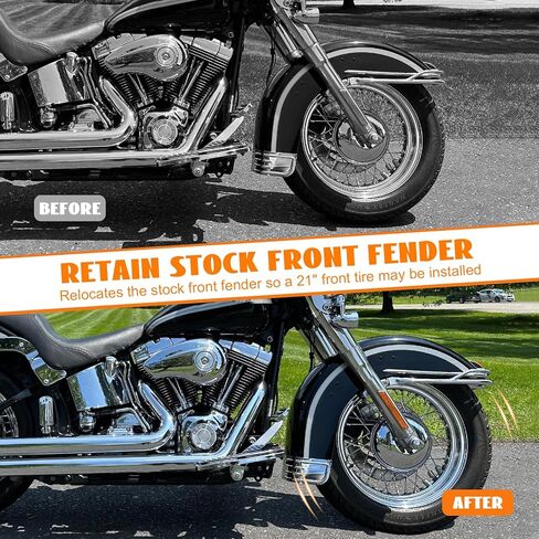 Front Fender Risers 33mm Adapter Relocator Spacer Kit Lift Fender Bracket Mount 21" Wheel Chrome Fender to Fork Fit for 1986-2017 Harley Softail FL Models Fat Boy Deluxe Heritage Classic Slim in Kuwait