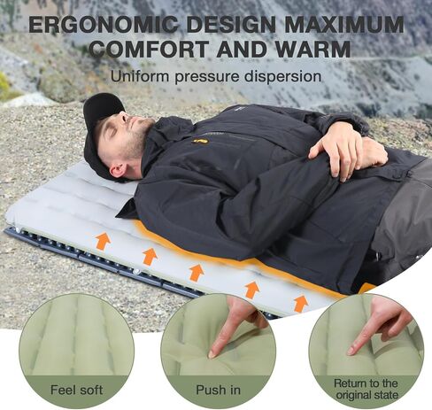 Camping Sleeping Pad, 1.3LB Ultralight Self Inflating Sleeping Pad, Patchworkable Insulated Sleeping Mat with 6.8 R-Value Insulated Camping Mat for Camping, Hiking, Travel, with inflatable bag in Saudi Arabia